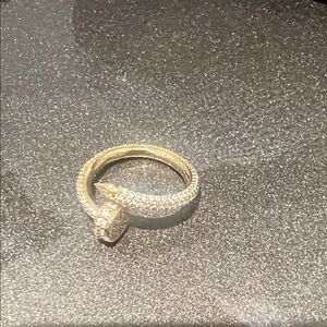 Gold Pavé Nail-Style Wrap Ring